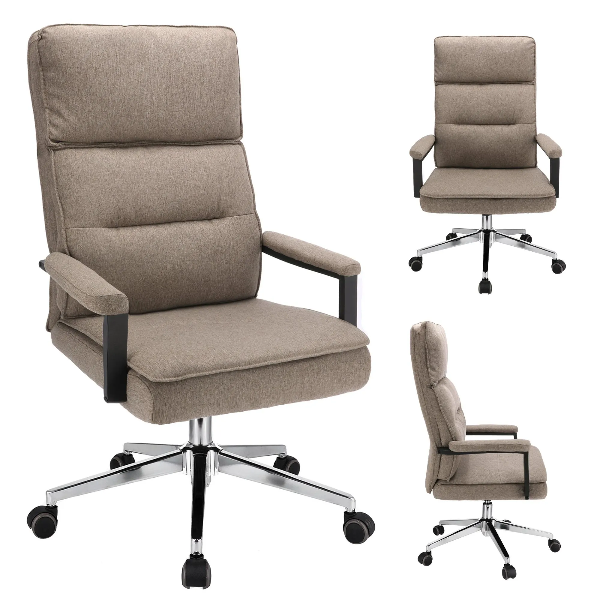 Fotel biurowy, podłokietniki, Sego, tkanina, brązowy