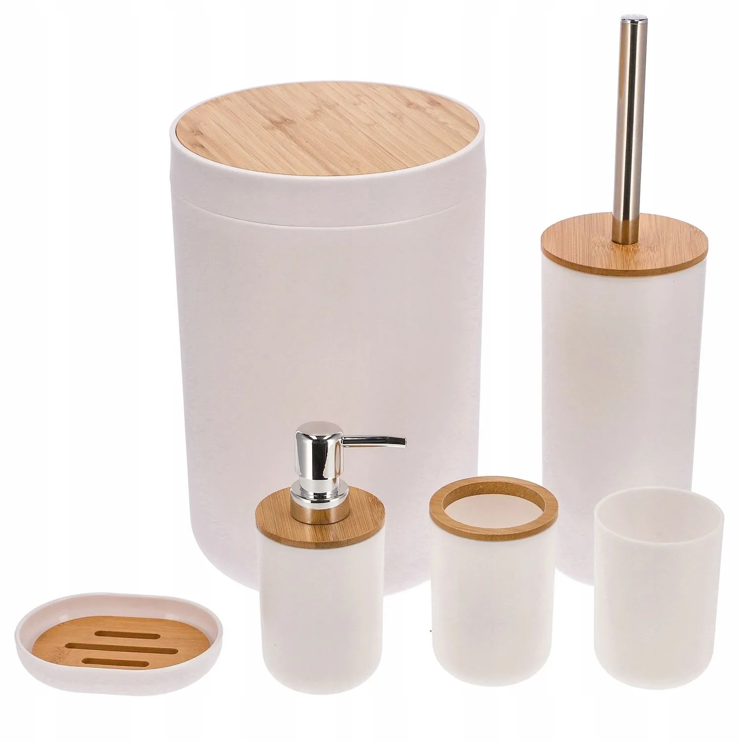 Zestaw łazienkowy, 6 elementów, komplet łazienkowy, biały