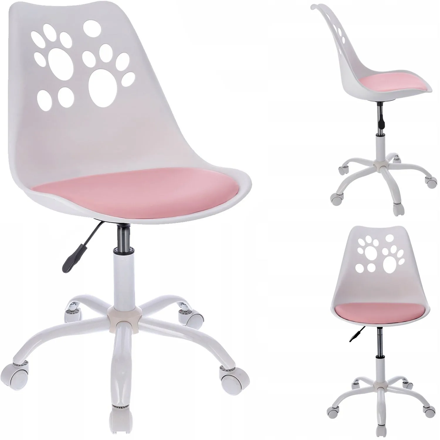 Krzesło do biurka, dziecięce, JOY, biały, różowy