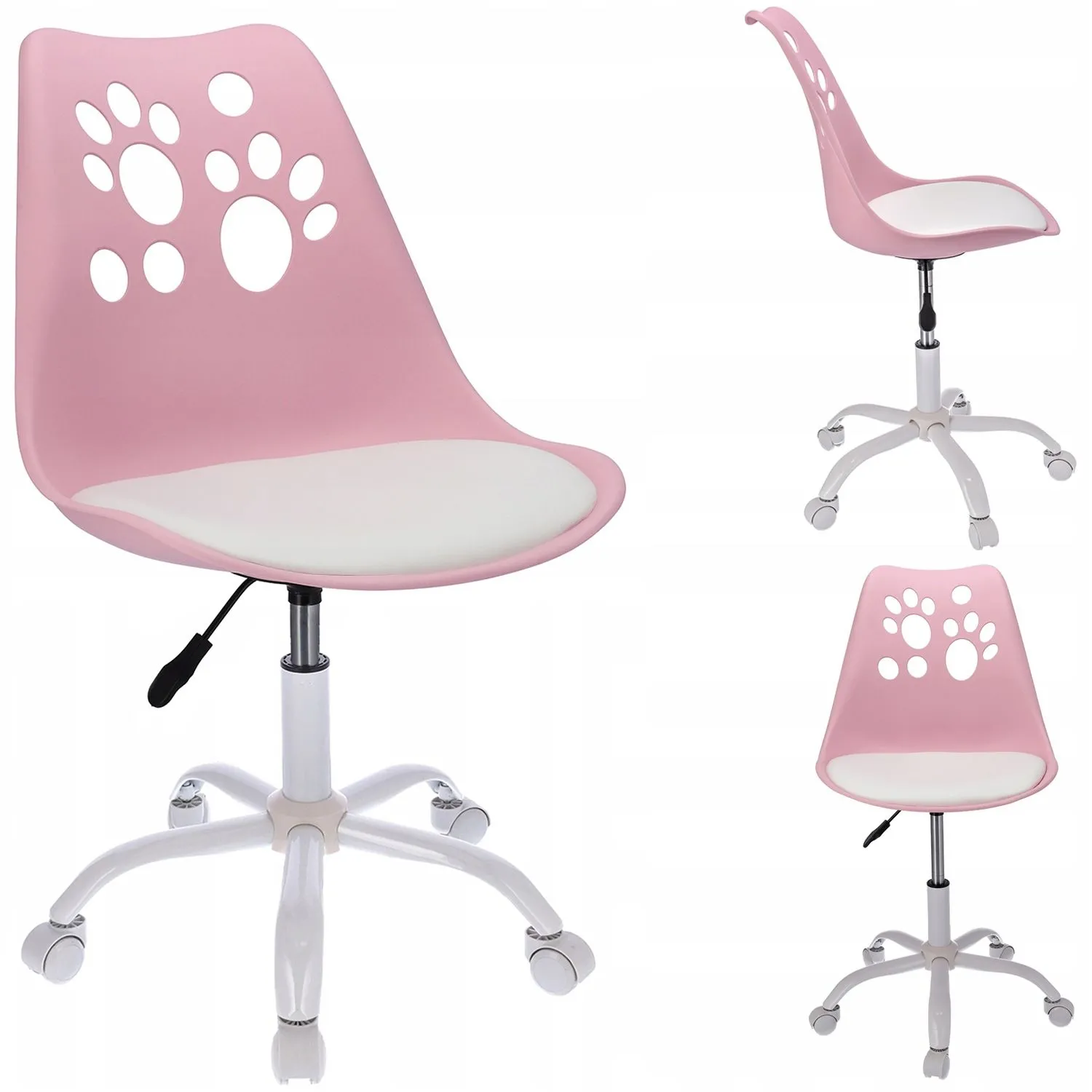 Krzesło do biurka, dziecięce, JOY, różowy, biały