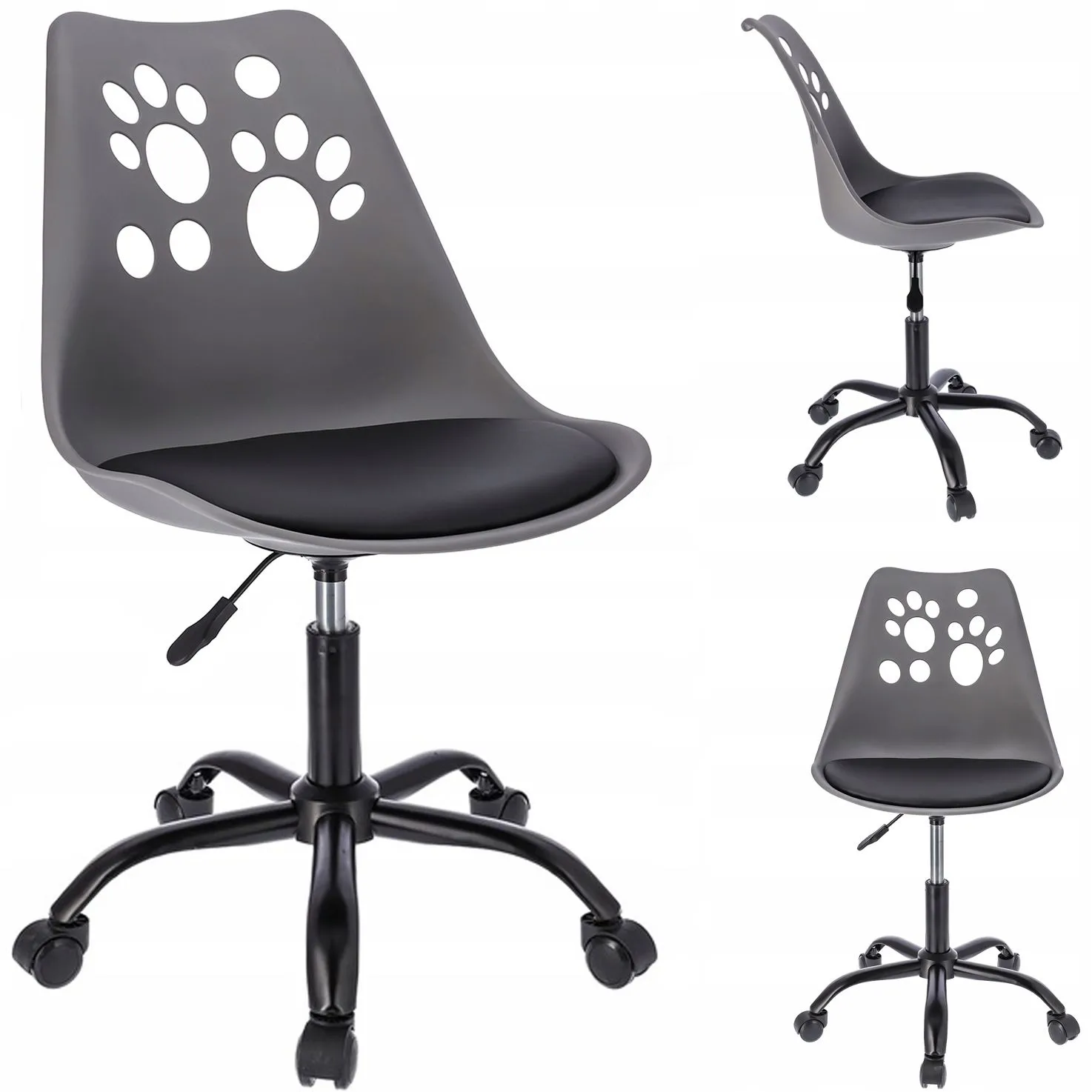 Krzesło do biurka, dziecięce, JOY, szary, czarny