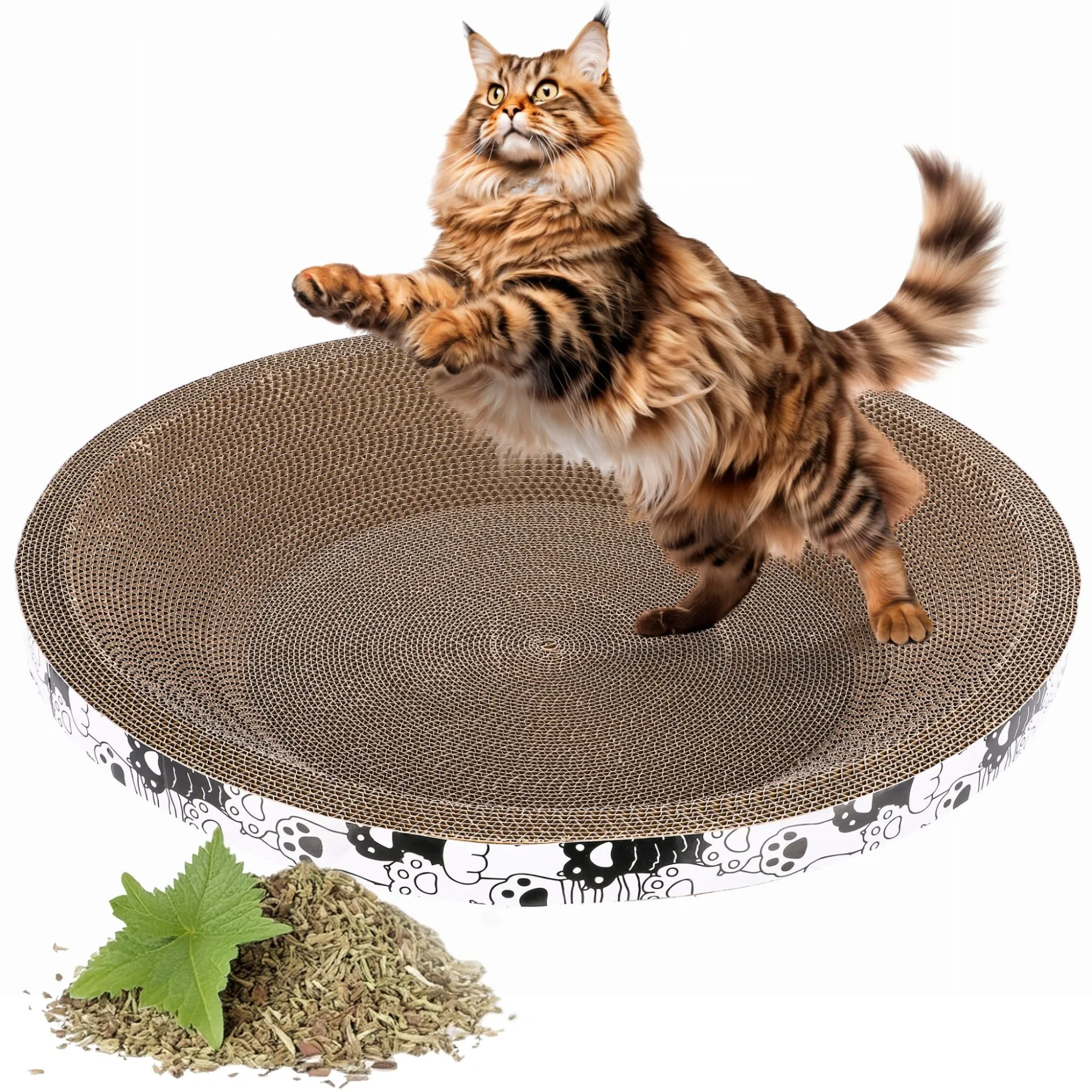 Drapak tekturowy dla kota, legowisko do drapania, okrągłe, 50x50x 9 cm