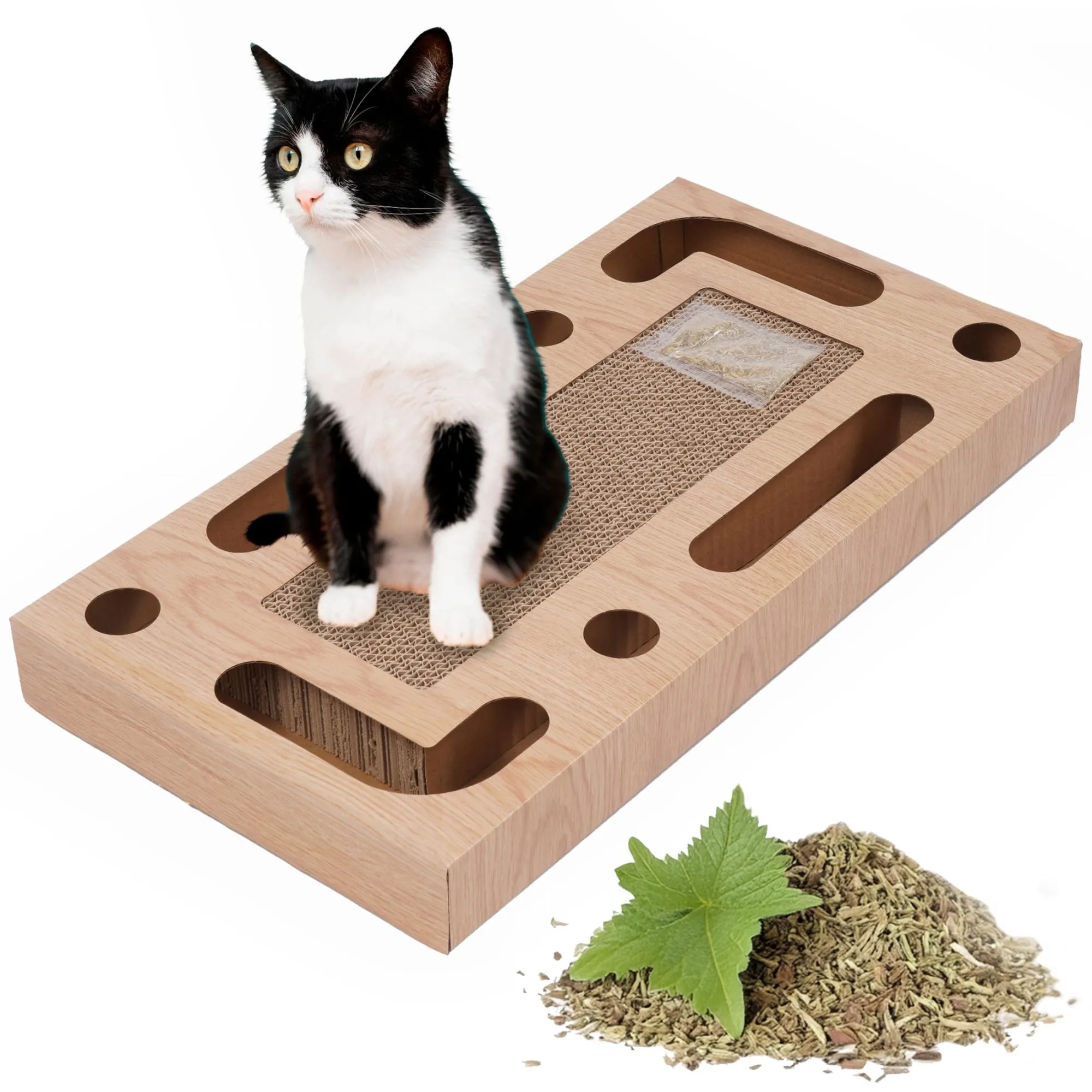 Drapak dla kota, zabawka, piłeczki, tekturowy, prostokątny, 47x25x5 cm