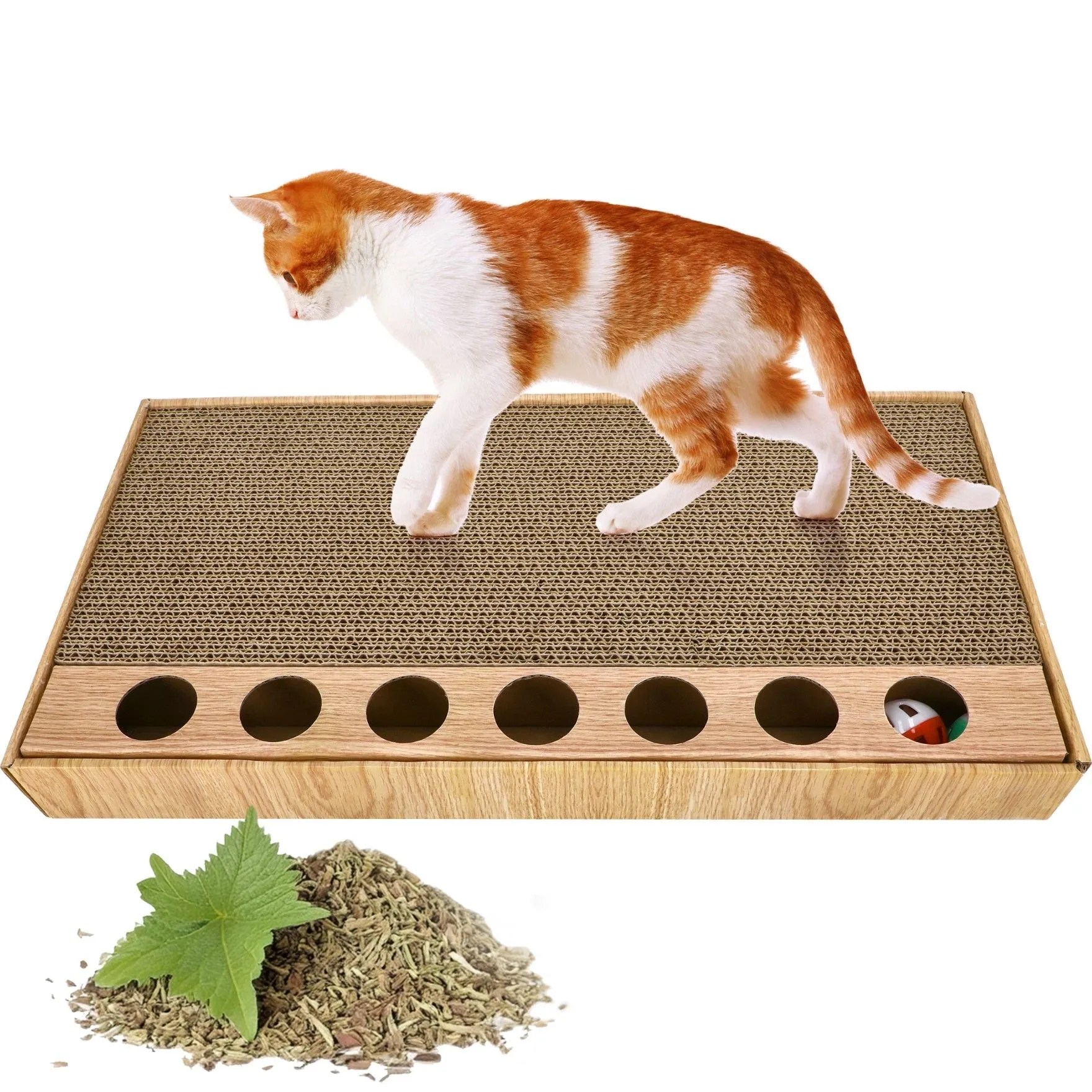 Drapak dla kota, do drapania, zabawka, piłka, poziomy, tekturowy, 48x25x6 cm