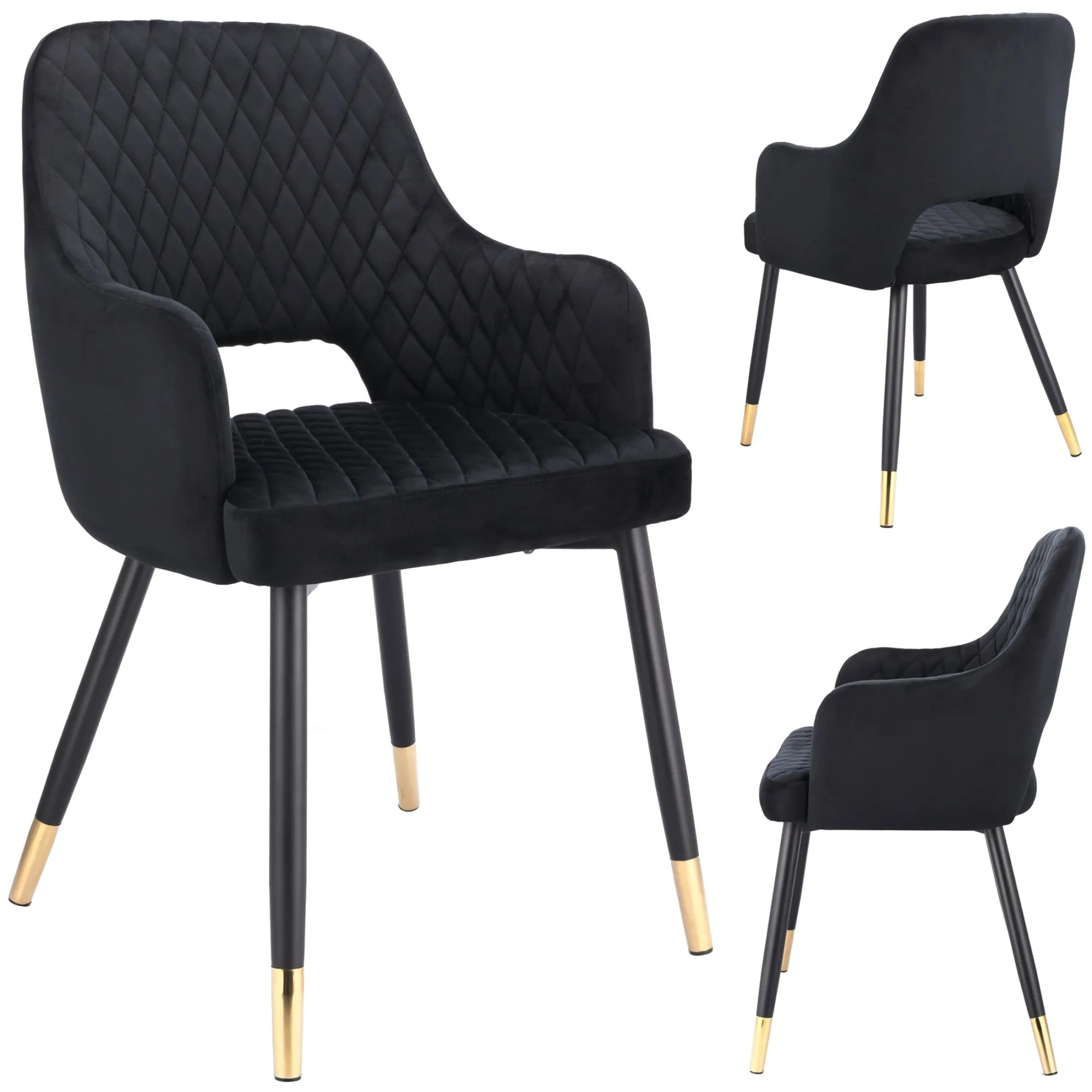 Krzesło tapicerowane, welurowe, Borgo, czarne nogi, czarne