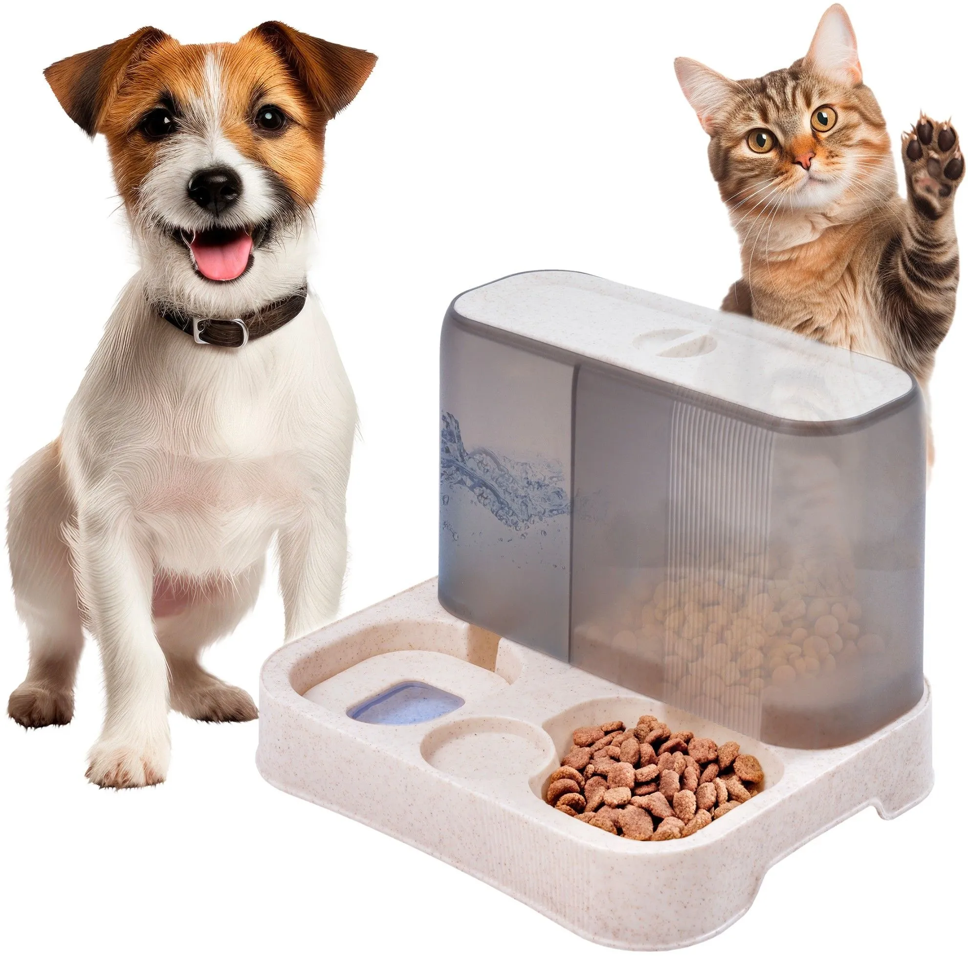 Dozownik karmy, dozownik na wodę, dla psa i kota, podajnik, 28x23x22 cm