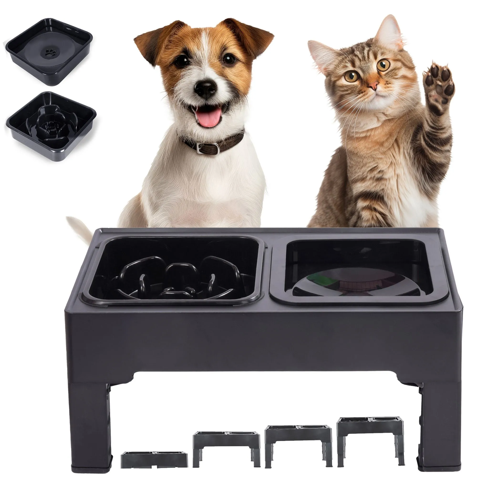 Zestaw misek dla pupila, z regulacją wysokości, nierozlewające, czarna