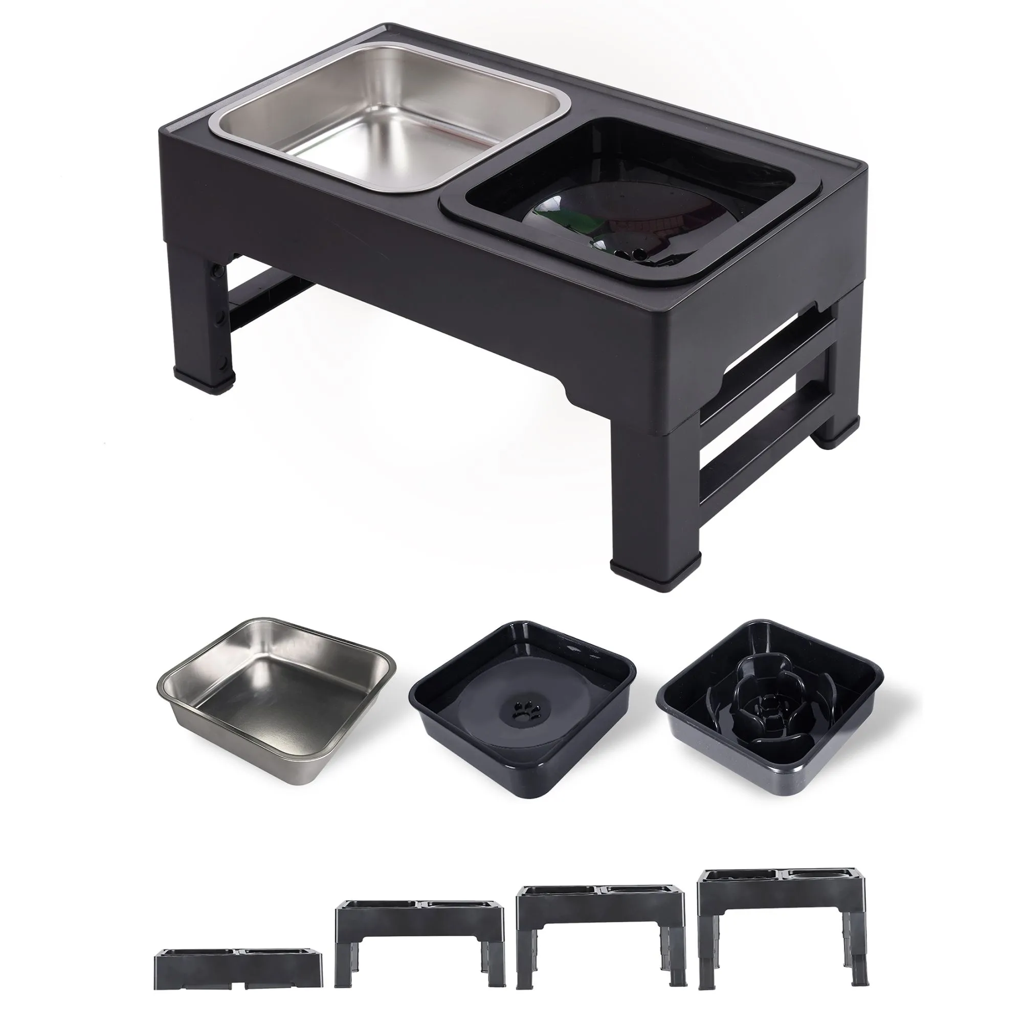 Zestaw 3 misek z regulacją wysokości, dla zwierząt, nierozlewające, 43 cm