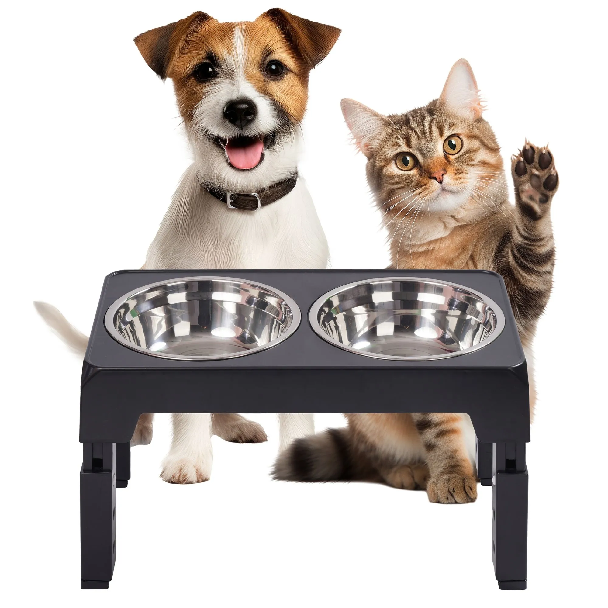 Zestaw misek dla pupila, regulacja wysokości, stal nierdzewna, 42 cm