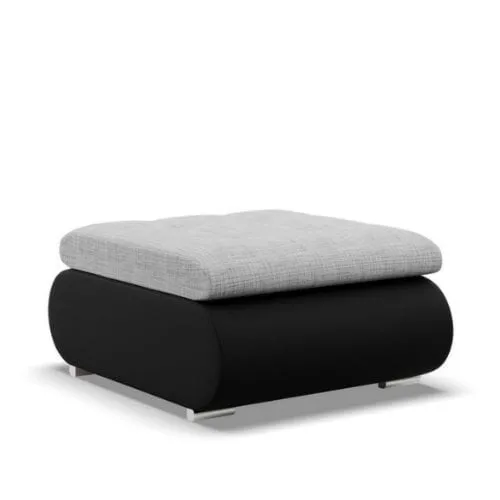 Pufa otwierana, schowek, Bosco, plecionka, ekoskóra, 70x88x42 cm, jasny szary, czarny