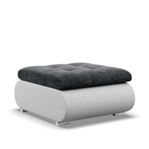 Pufa otwierana, schowek, Bosco, plecionka, ekoskóra, 70x88x42 cm, ciemny szary, biały