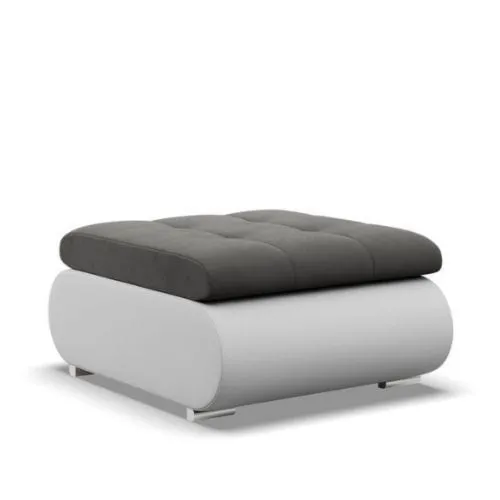 Pufa otwierana, schowek, Bosco, velvet, ekoskóra, 70x88x42 cm, jasny szary, biały