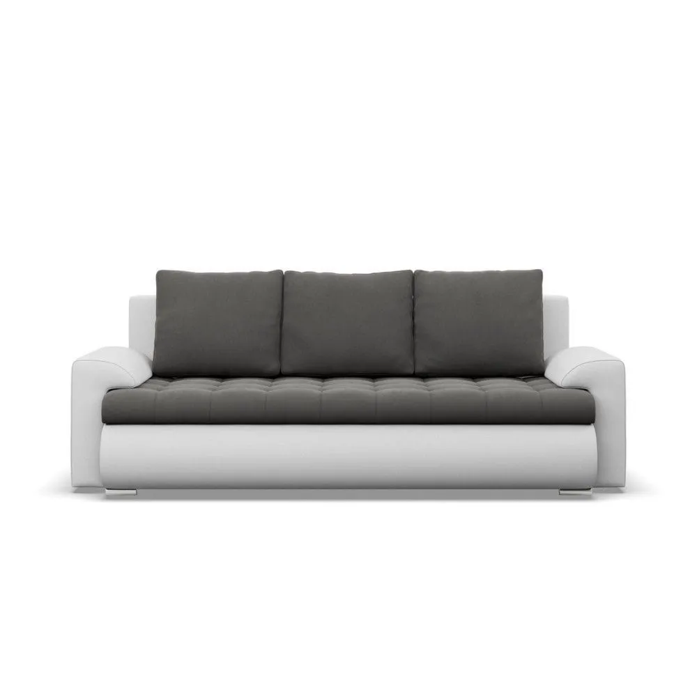 Kanapa rozkładana, Bosco, velvet, ekoskóra, 222x96x92 cm, ciemny szary, biały