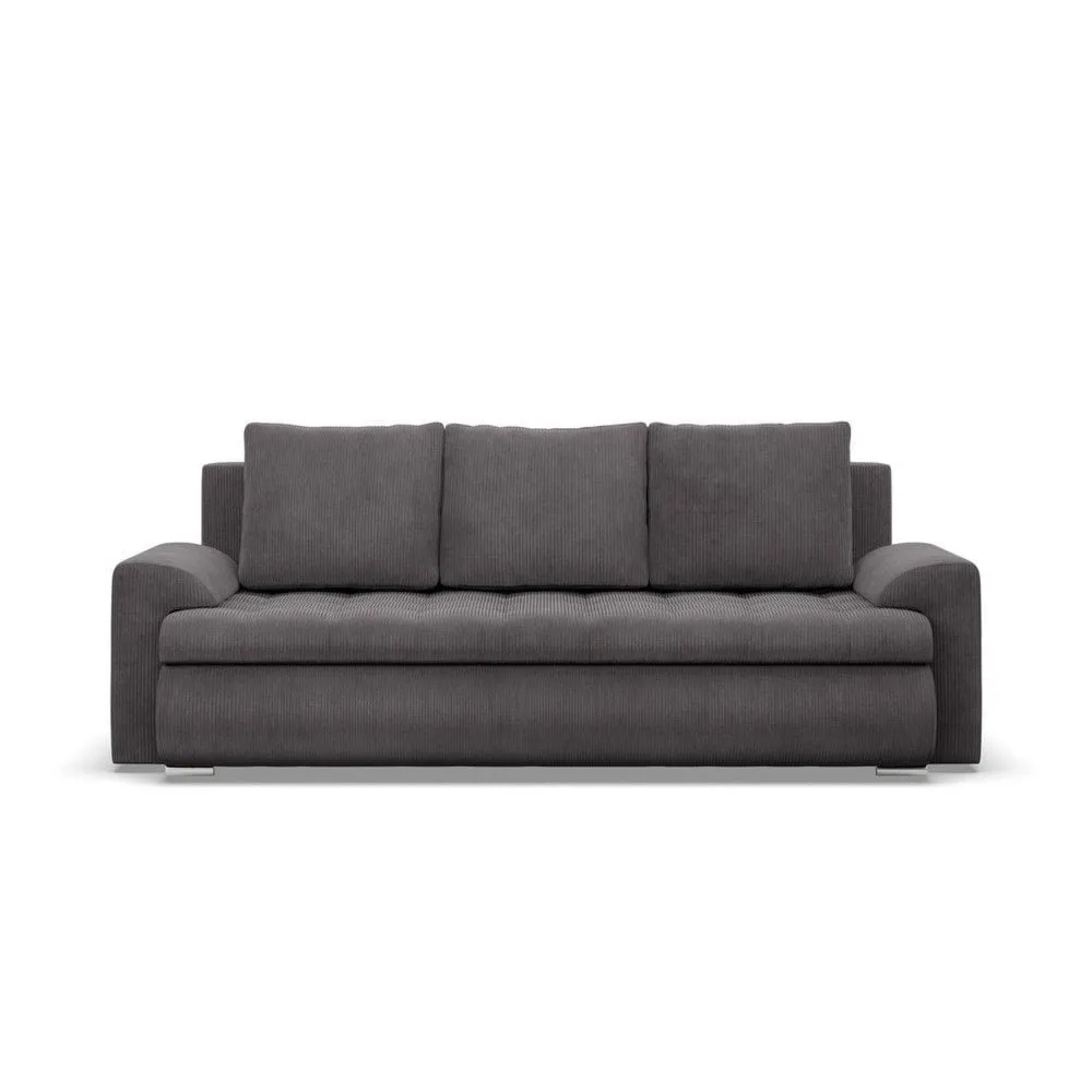 Kanapa rozkładana, Bosco, sztruks, 222x96x92 cm, ciemny szary