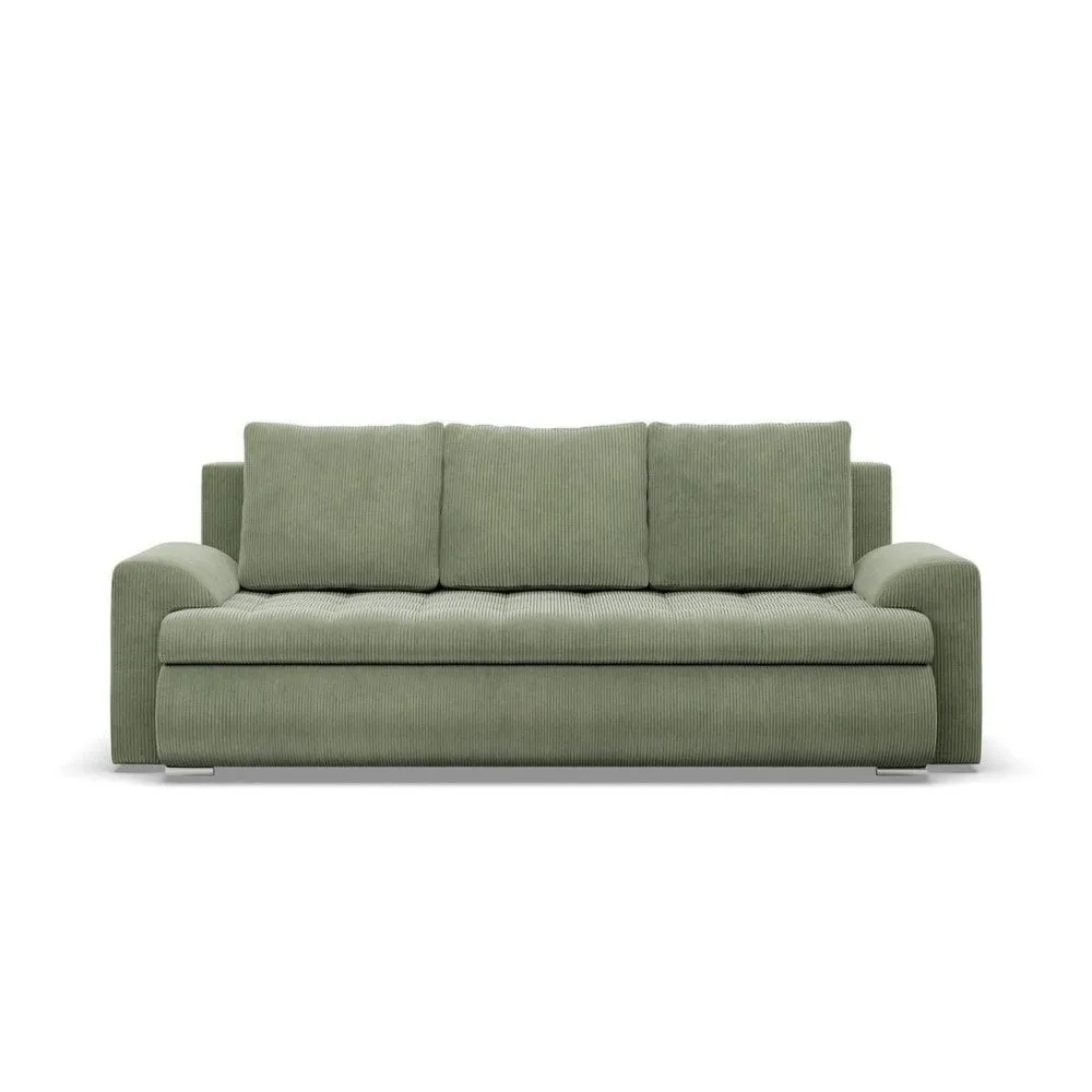 Kanapa rozkładana, Bosco, sztruks, 222x96x92 cm, oliwkowy