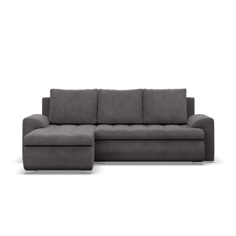 Narożnik rozkładany, lewy, Bosco, sztruks, 230x159x89 cm, ciemny szary