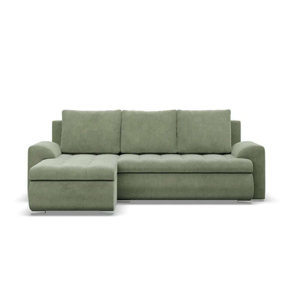 Narożnik rozkładany, lewy, Bosco, sztruks, 230x159x89 cm, oliwkowy