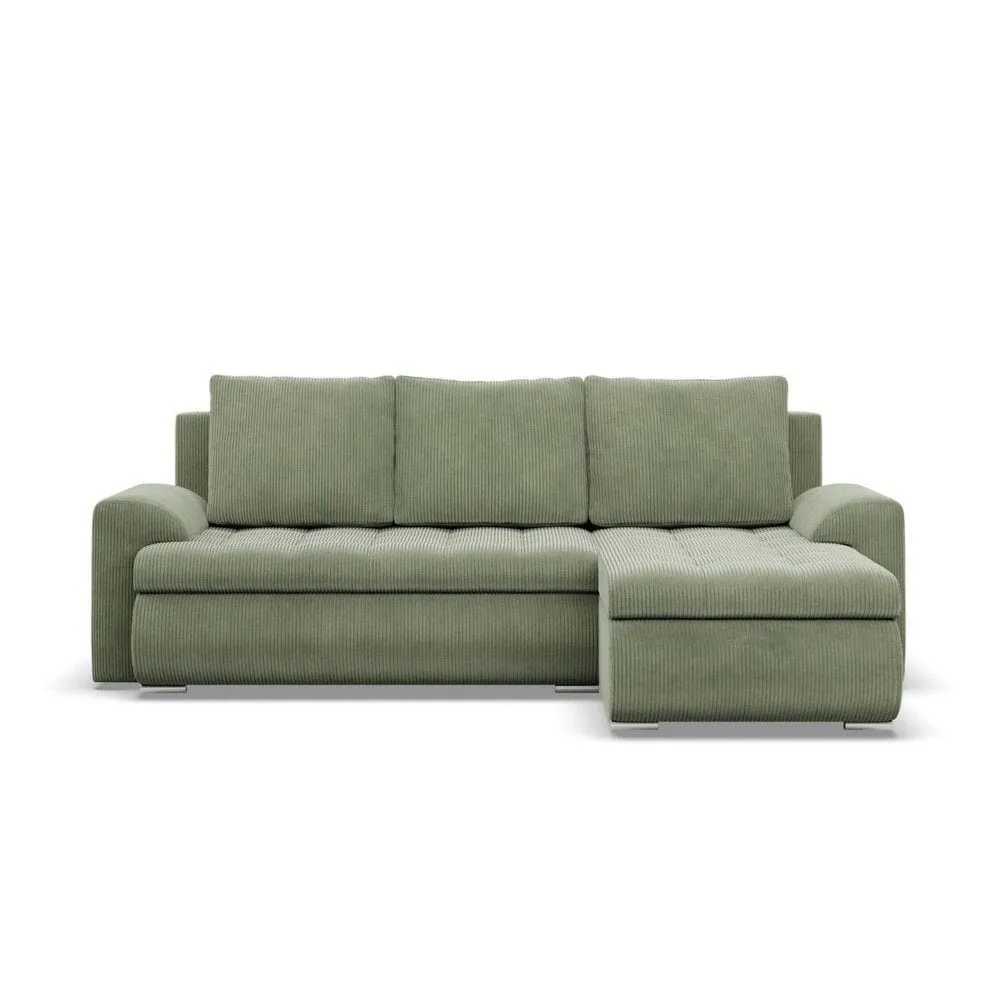 Narożnik rozkładany, prawy, Bosco, sztruks, 230x159x89 cm, oliwkowy