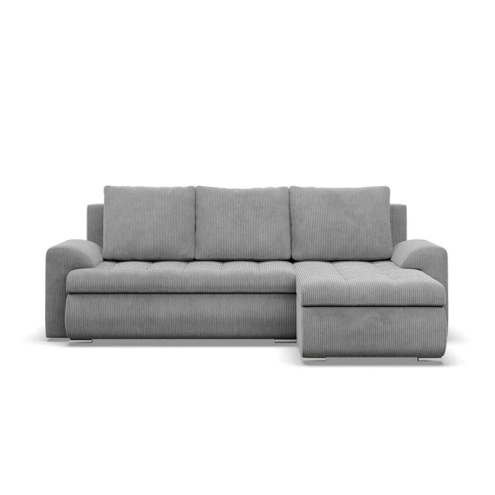 Narożnik rozkładany, prawy, Bosco, sztruks, 230x159x89 cm, jasny szary