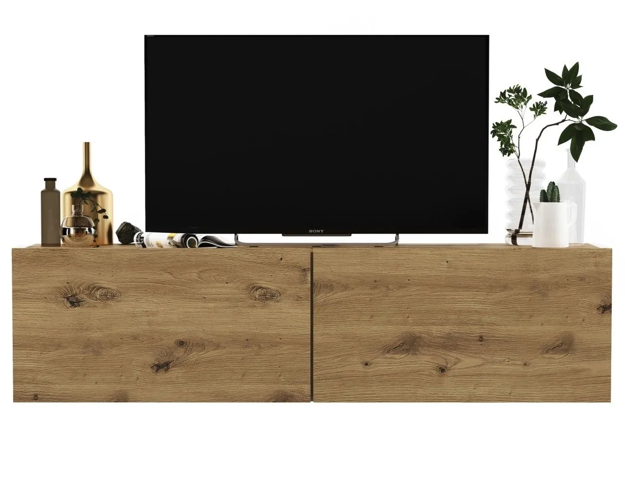 Szafka RTV, wisząca, enjoy, 120x35x30 cm, dąb artisan, mat