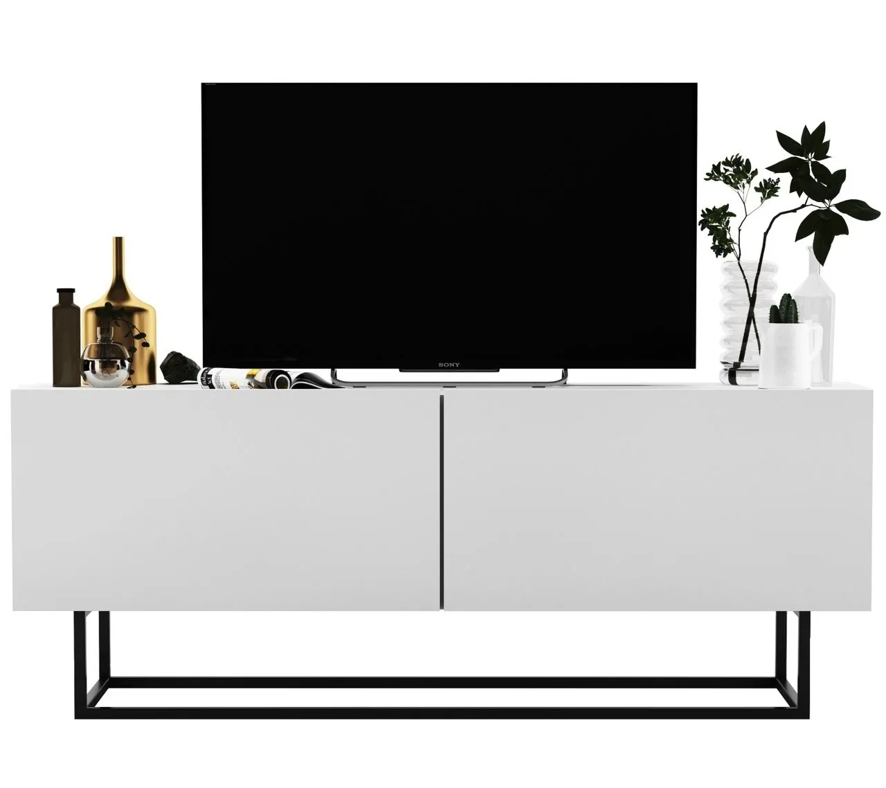 Szafka RTV, stojąca, loft, enjoy, 120x35x46 cm, biel, mat