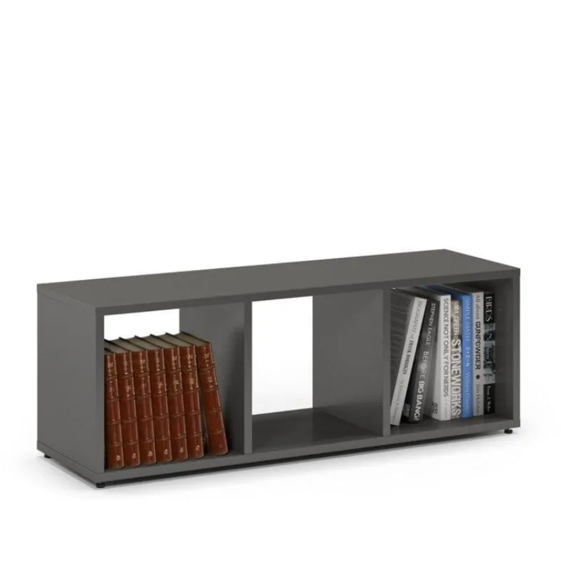 Mały regał komorowy, ETAP, 100x30x35 cm, grafit, mat