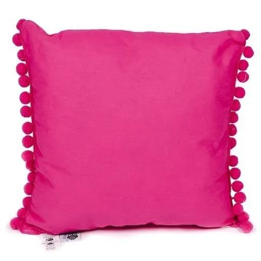 Poduszka dla dziecka, jasiek, Malinowa z malinowymi pomponikami, 40x40 cm