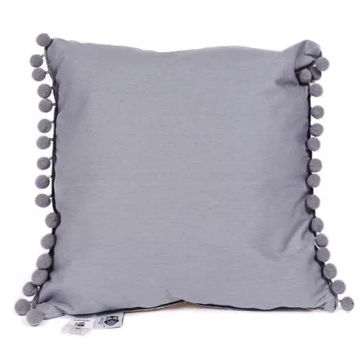 Poduszka dla dziecka, jasiek, Podusia stalowa z pomponikami, 40x40 cm