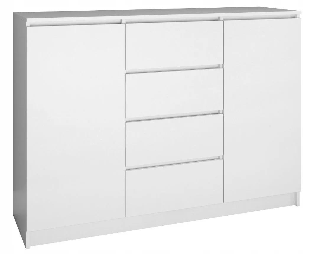 Komoda do sypialni, pokoju, 2D4S, 120x40x97 cm, biel, mat