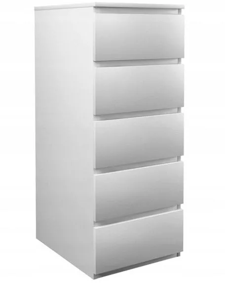 Komoda, szafka do sypialni, W5, 40x45x111 cm, biel, mat