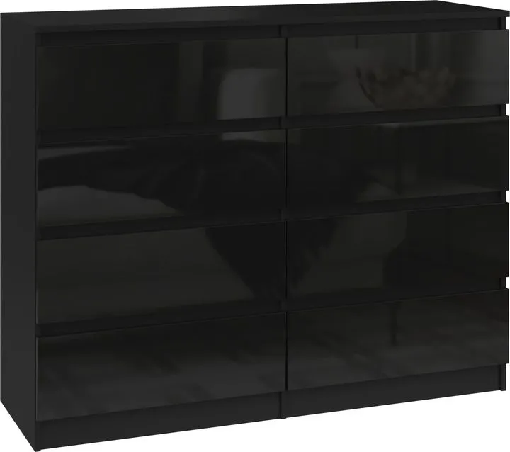 Komoda do sypialni, salonu, M8, 120x40x97 cm, czerń, połysk