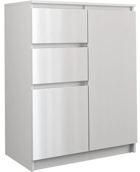 Komoda do sypialni, salonu, 2D2S, 70x40x97 cm, biel, połysk