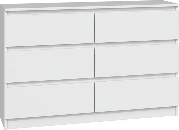 Komoda do sypialni, salonu, M6, 120x30x77 cm, biel, mat