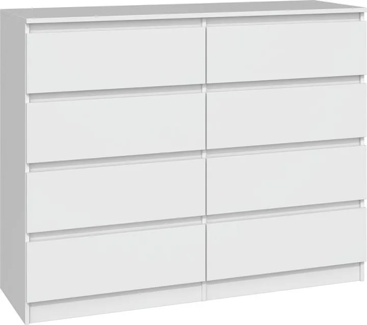 Komoda do sypialni, salonu, M8, 120x40x97 cm, biel, mat