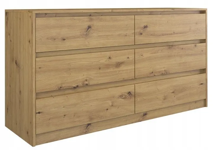 Komoda do sypialni, pokoju, K6, 140x40x75 cm, dąb artisan