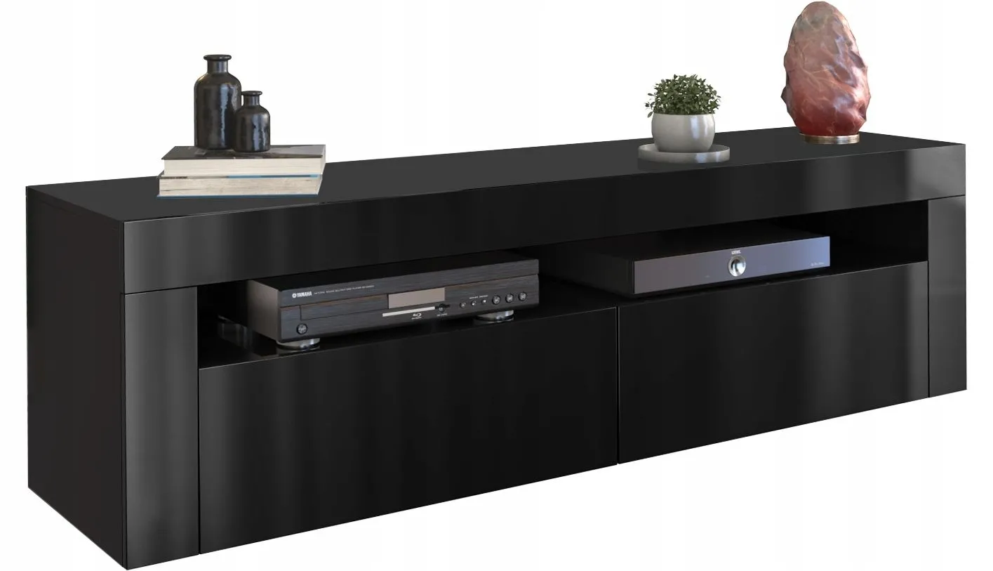Szafka pod telewizor, stolik rtv, deko, 160x40x45 cm, czerń, połysk