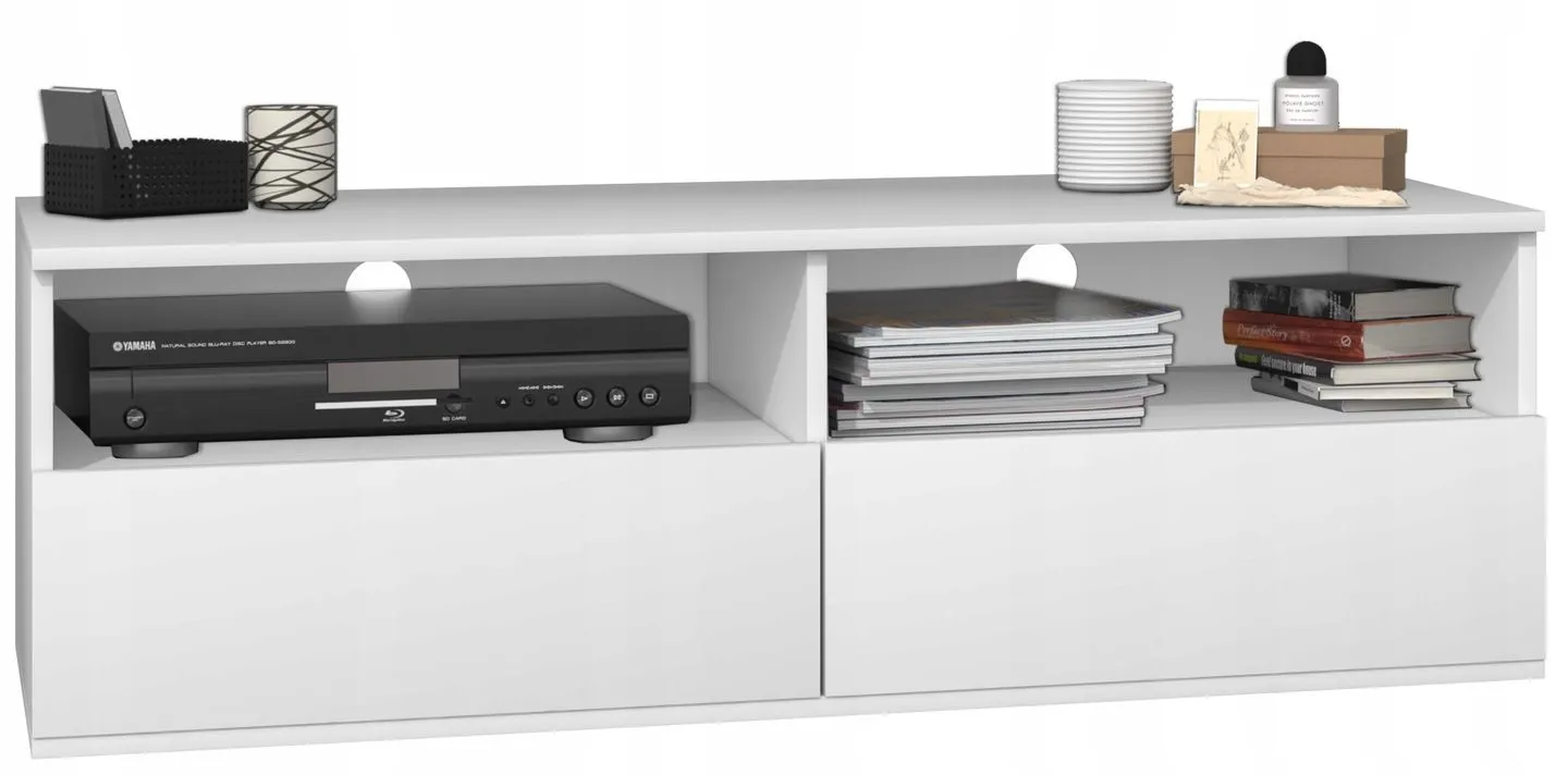 Szafka pod telewizor, stolik rtv, rumba, 120x40x38 cm, biel, mat