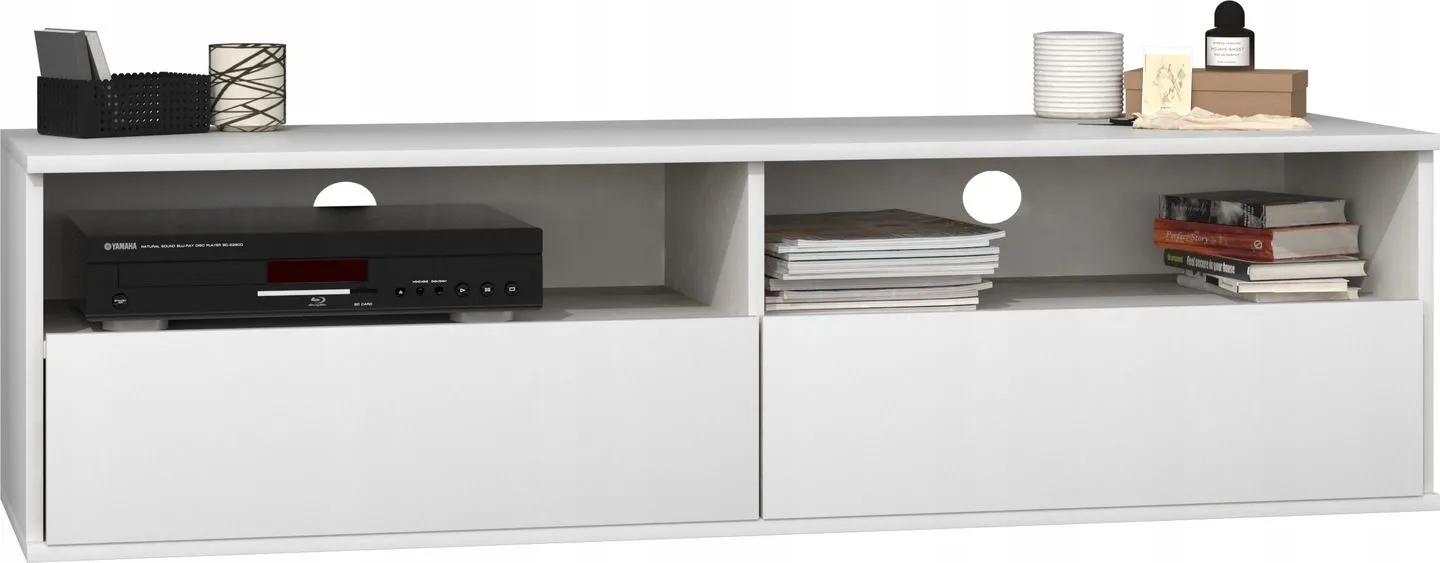 Szafka pod telewizor, stolik rtv, rumba, 140x40x38 cm, biel, mat