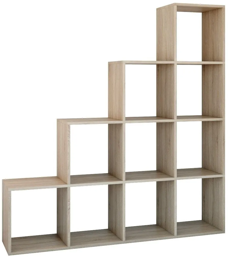 Regał do salonu, pokoju, komorowy, step, 153x30x153 cm, dąb sonoma