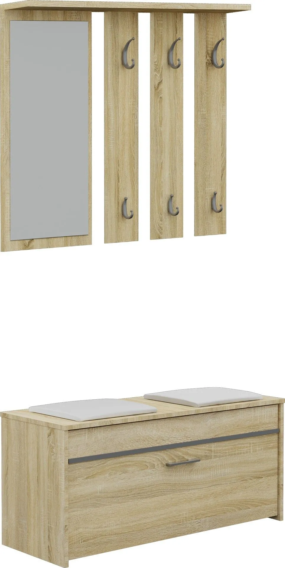 Garderoba, szafa, wieszak, lustro, roma, 100x38x180 cm, dąb sonoma