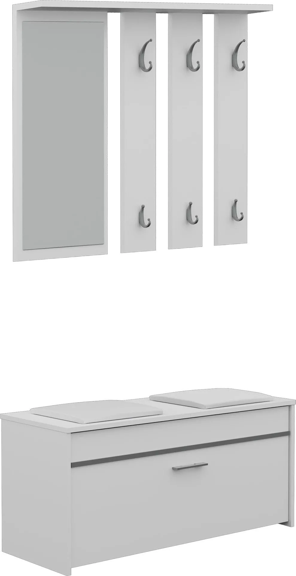 Garderoba, szafa, wieszak, lustro, roma, 100x38x180 cm, biel, mat