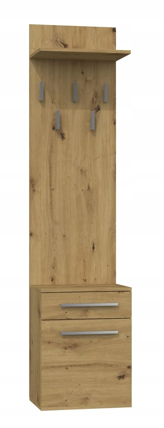 Wieszak, szafka na obuwie, duo, 50x35x180 cm, dąb artisan