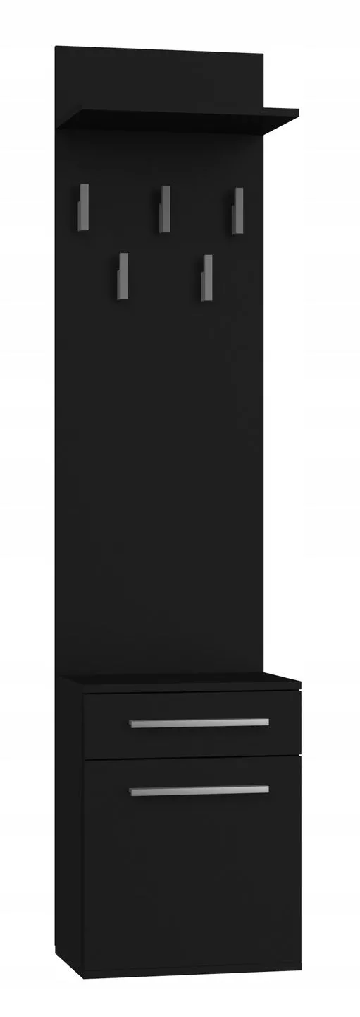 Wieszak, szafka na obuwie, duo, 50x35x180 cm, czerń, mat