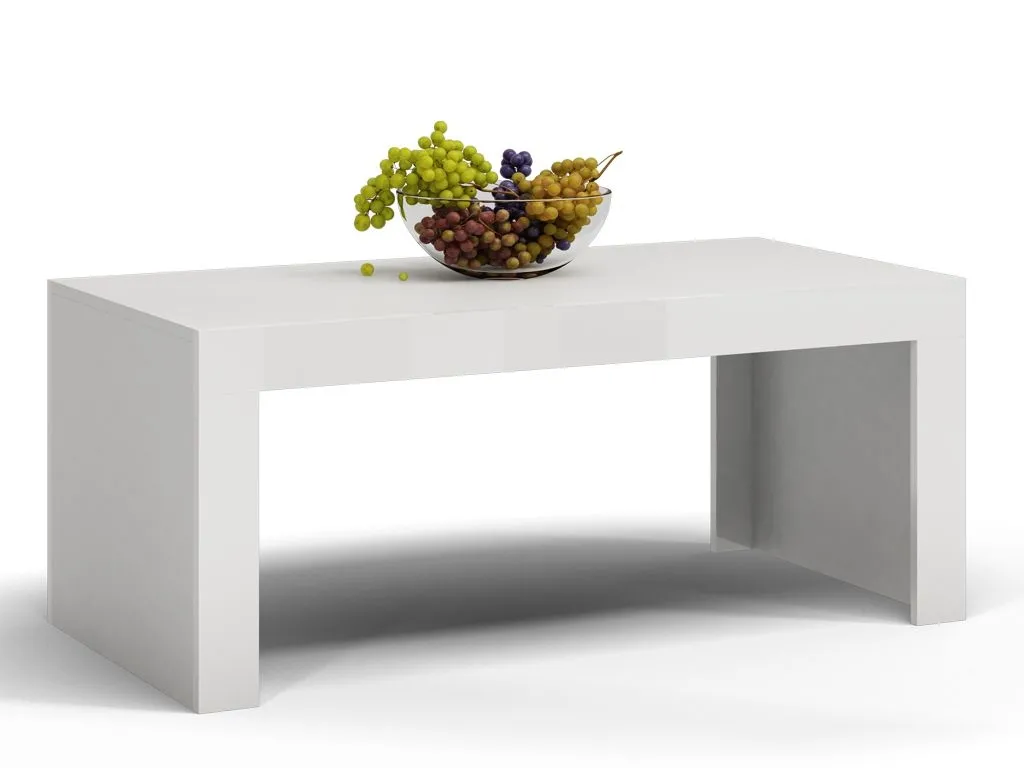 Ława, stolik kawowy do salonu, deko, 120x60x50 cm, biel, mat, biel, połysk