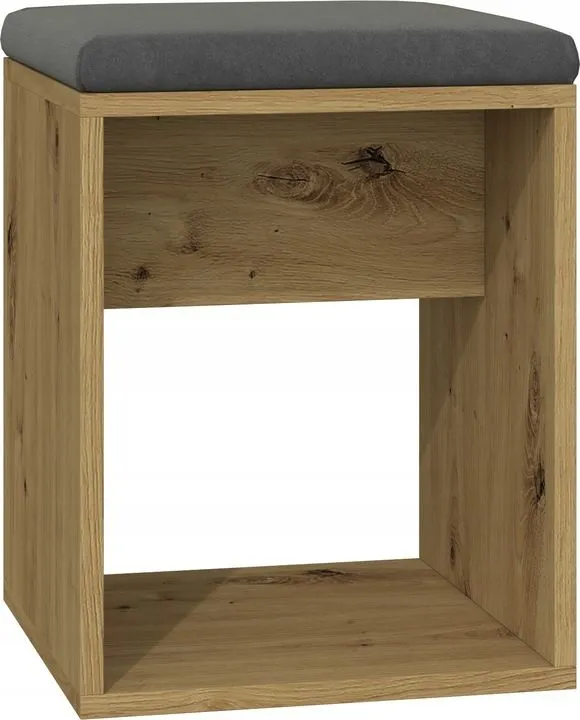 Taboret, krzesło, luna, poduszka, dąb artisan, 35x35x51 cm