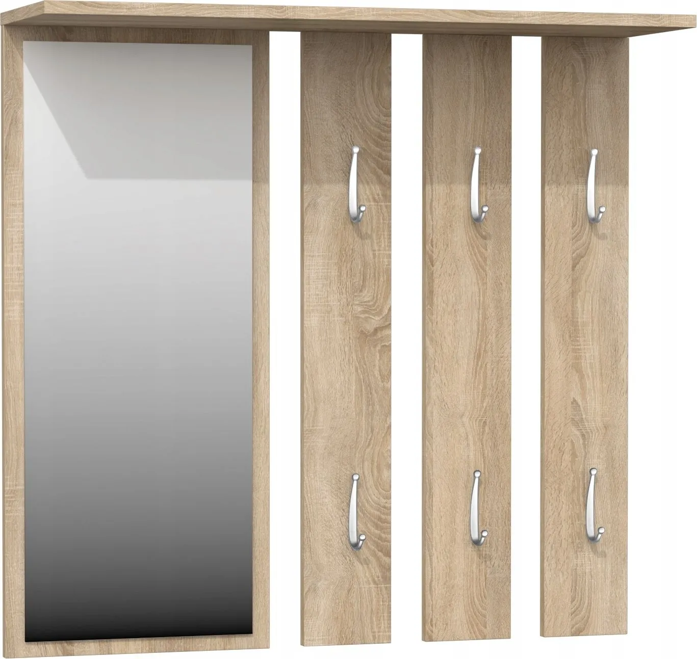 Wieszak na korytarz, półka, lustro, opal, 85x15x82 cm, dąb sonoma