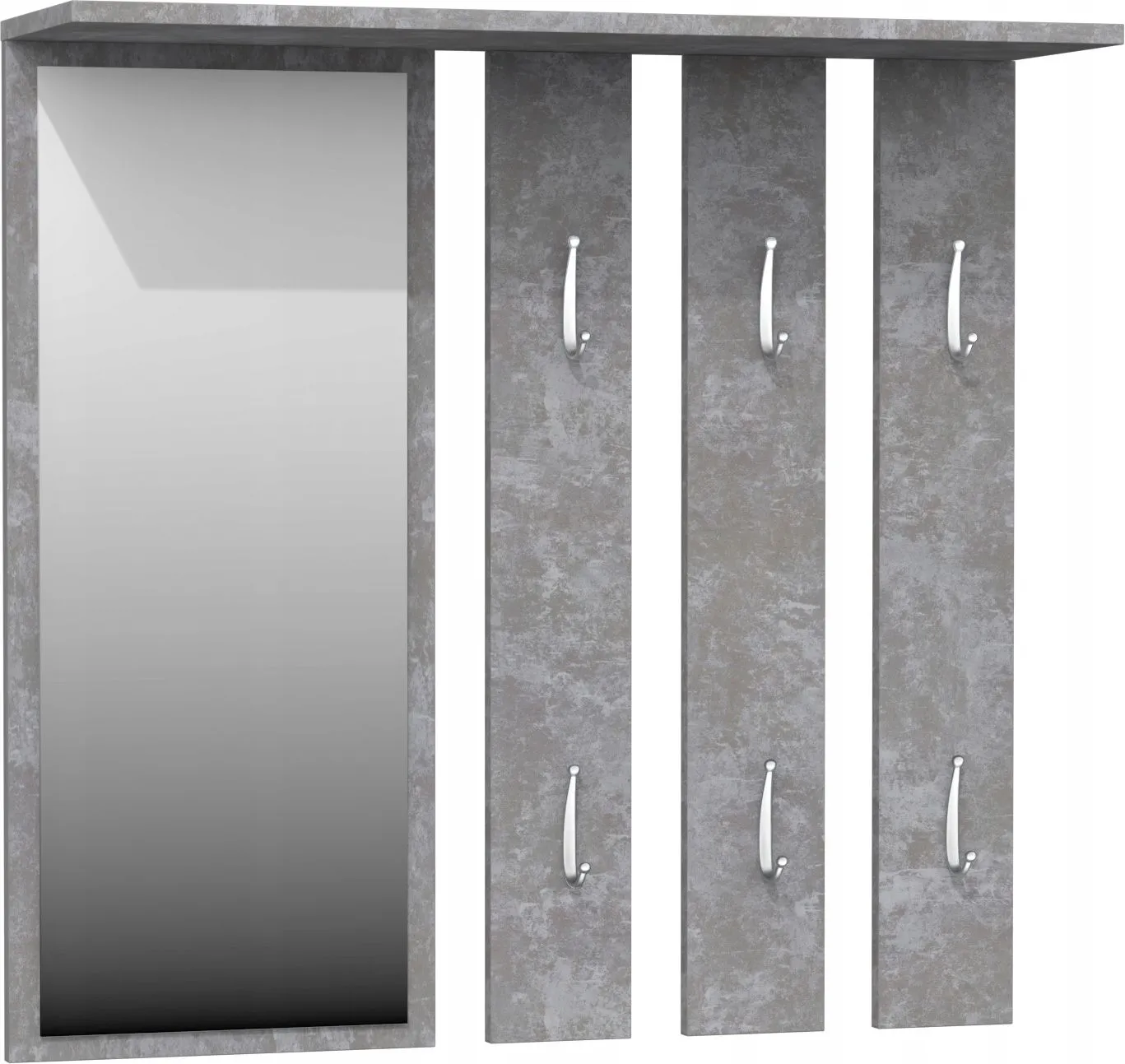 Wieszak na korytarz, półka, lustro, opal, 85x15x82 cm, beton