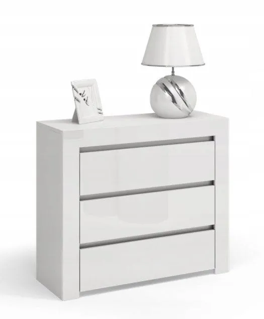 Komoda do sypialni, pokoju, D3, 80x40x79 cm, biel, połysk
