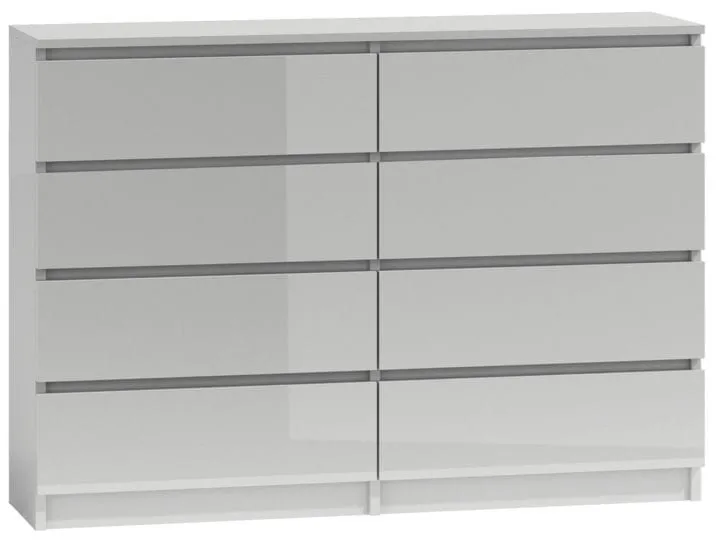 Komoda do sypialni, salonu, M8, 140x40x97 cm, biel, połysk