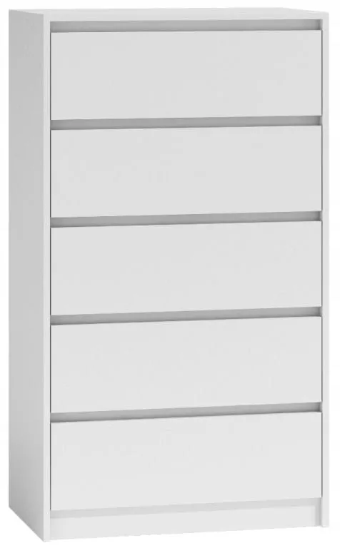 Komoda do sypialni, pokoju, K5, 70x43x124 cm, biel, mat